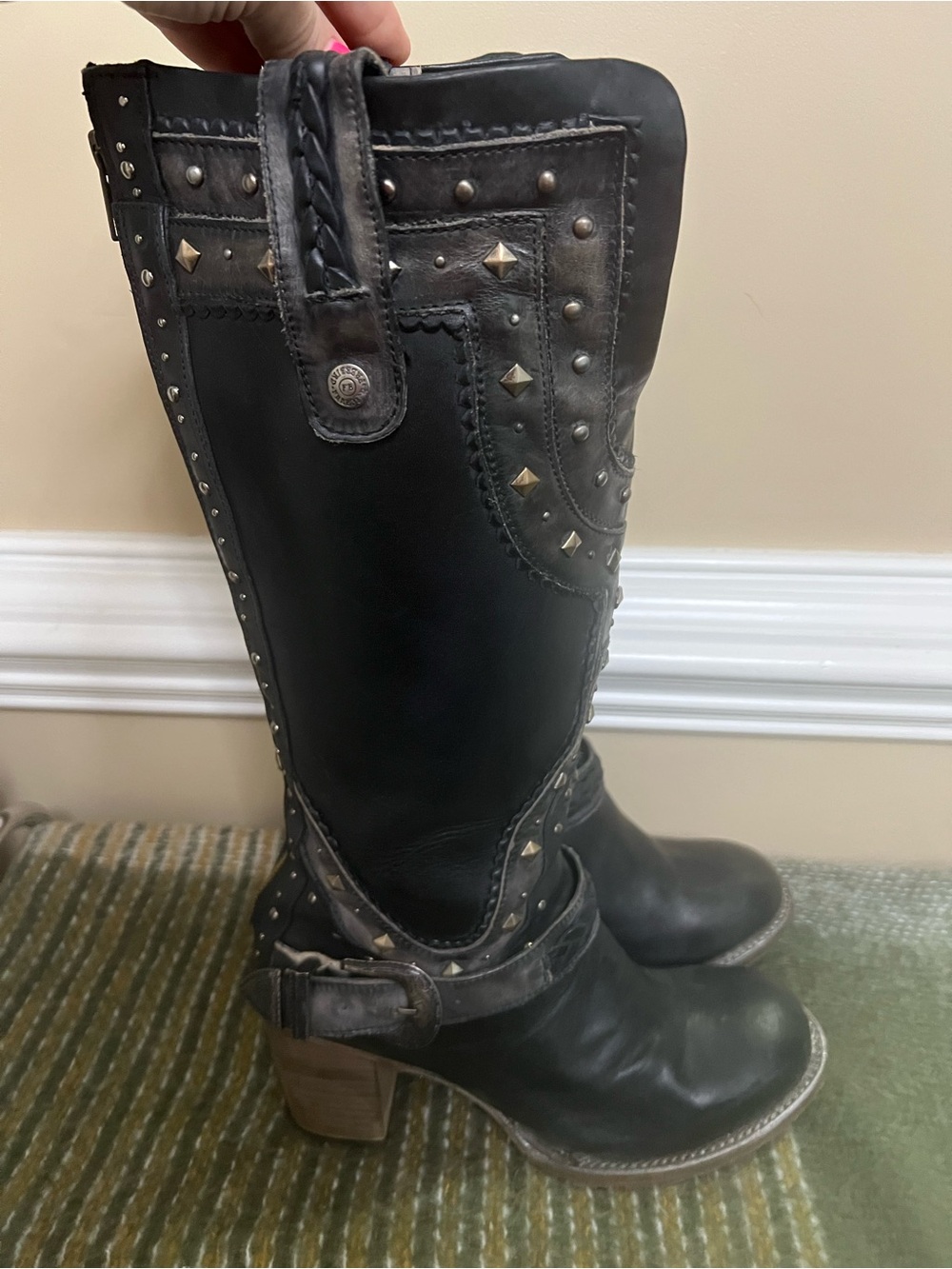 Freebird by Steven Black Cormac Studded Leather Heeled Boots